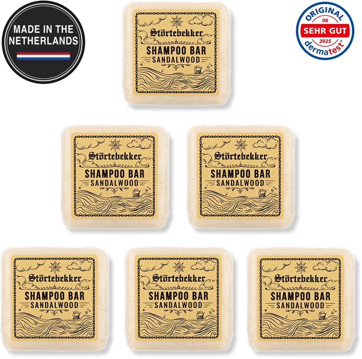 Störtebekker® Premium Shampoo Bar Sandelhout - Vaste shampoo voor mannen en vrouwen - 3-in-1 douchezeep voor mannen voor haar, hoofdhuid en baard - Hydraterende shampoo - veganistisch, handgemaakt - 100 g Solid Shampoo Bar Sandalwood