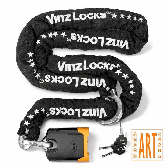 VINZ Batura ART 5 Kettingslot - 2 Meter Lang - ART 5 Slot Motor, Boot, Elektrische Bakfiets, Scooter - 200cm