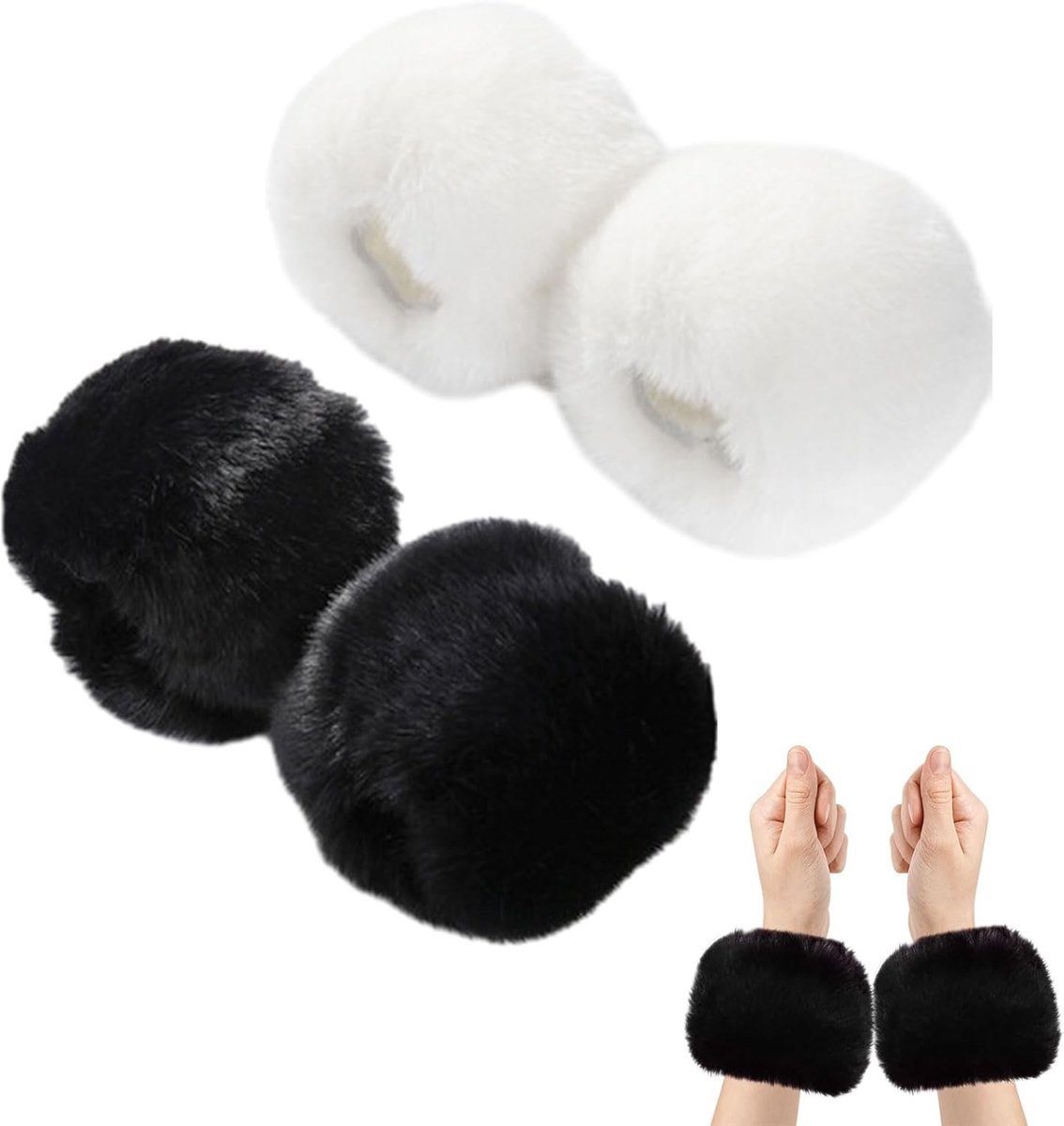 2 Stuks Faux Fur Arm Warmers voor Dames, Zachte Polswarmers voor de Winter, Decoratieve Fleece Mouwen