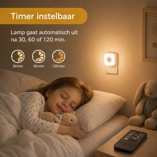 Lueas® - 2x LED Stopcontact Lampje Met Lichtsensor - Met Afstandsbediening - Plugin Ledlamp - Nachtlampje - Warm/Wit licht - Dimbaar - Met Timer van Lueas — afbeelding 3
