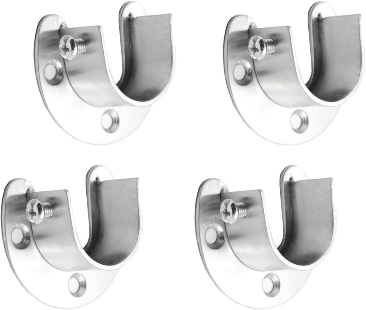 SnelShoppen - 25mm Kledingrailhouder - 4 Stuks RVS, Sterke en Duurzame Kledingrek Bevestigingshouders, Ideaal voor Kasten en Badkamers