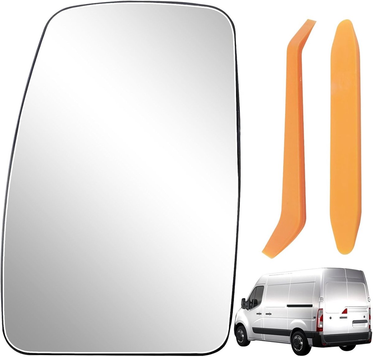 Vervangend Spiegelglas voor Renault Master, Opel Movano en Nissan NV400 2010-2021, Verwarmd en Helder, Bestuurderszijde (Links) Exterieur Spiegel