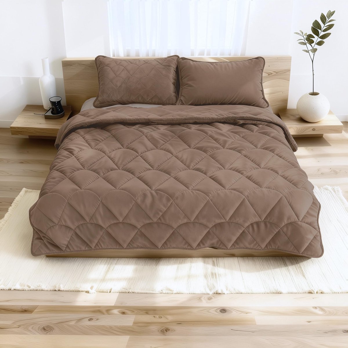 SnelShoppen - Dekbed zonder Overtrek - Superzacht Velvet - Taupe/Bruin - Eenpersoons 140 x 200 - Wasbaar & Drogergeschikt - Hotel Chique Comfort