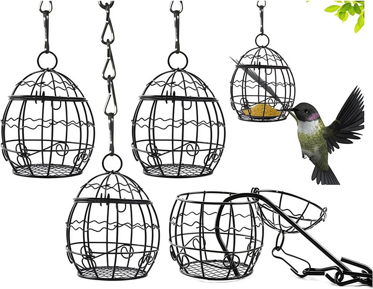 SnelShoppen - Outdoor Vogelvoederhanger voor Tuin - 4 Stuks - Sterke Metaal Materiaal - Ideaal voor Buitengebruik - Duurzaam en Weerbestendig