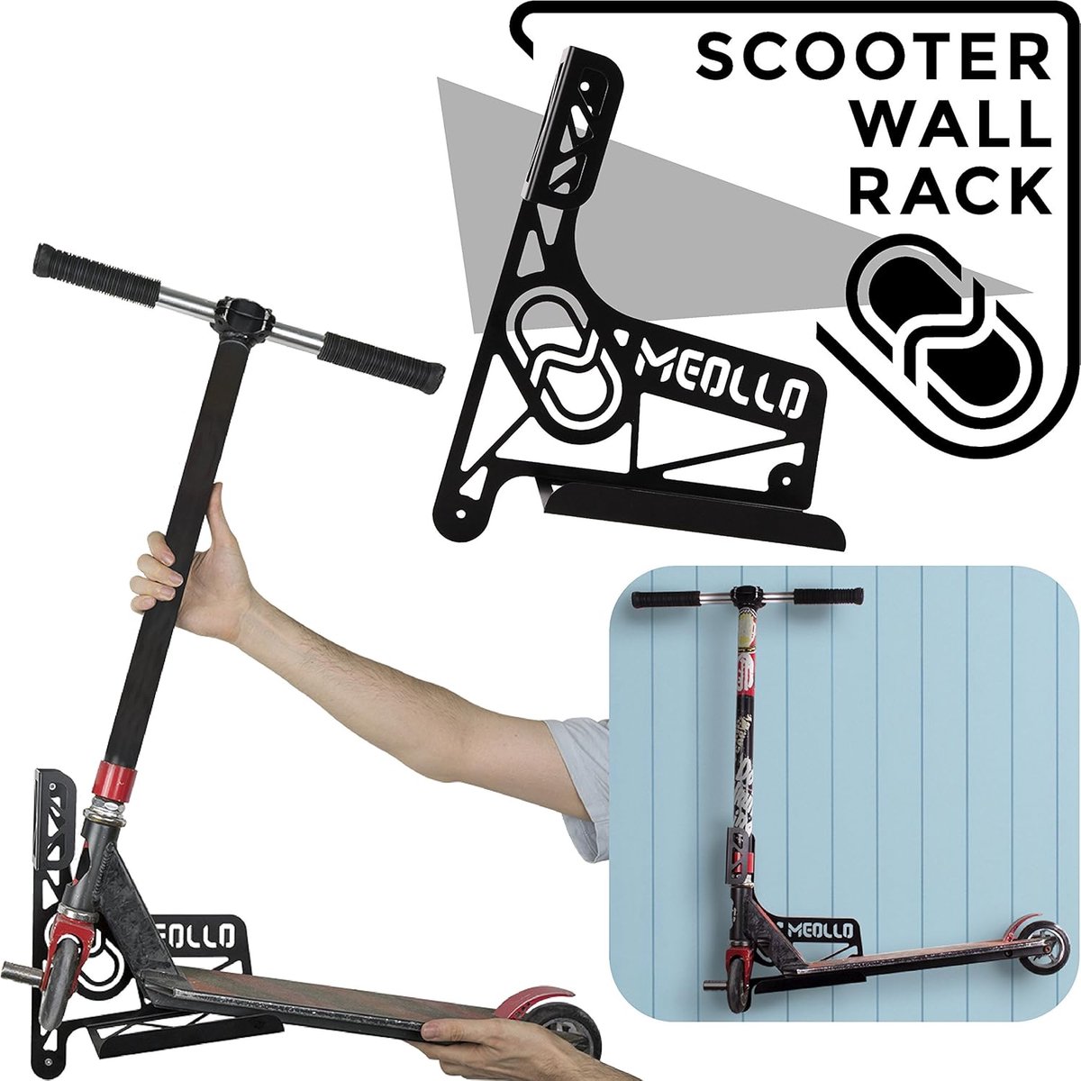 SnelShoppen - MEOLLO Wandhouder voor scooter - Stevige scooter wandhouder, ideaal voor opslag, muurbevestiging, ruimtebesparend, geschikt voor binnen
