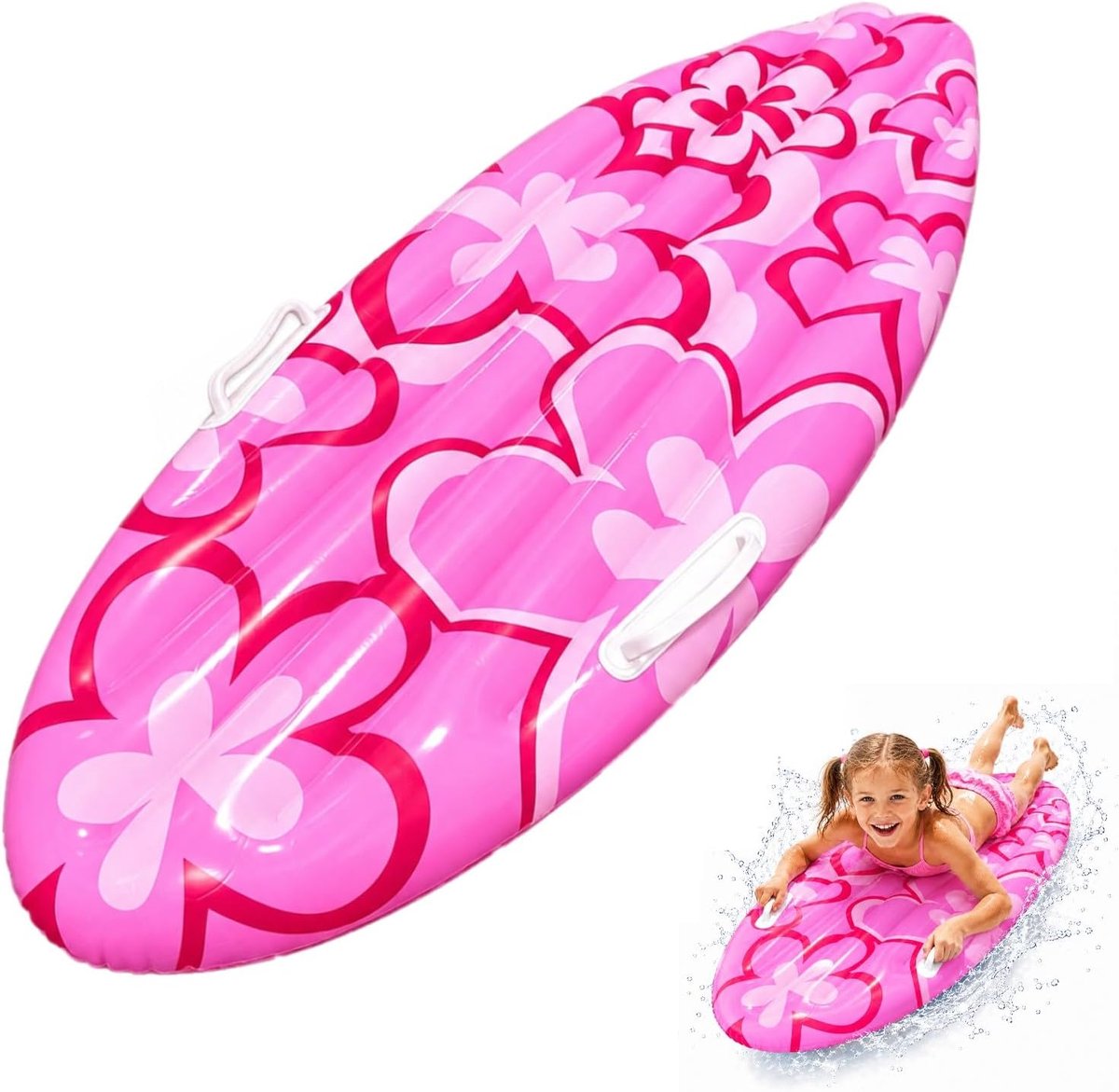 Opblaasbare surfplank voor kinderen, bodyboard met handgreep, zwembadplank voor kinderen, 113x42cm