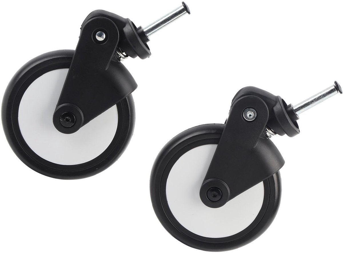 SnelShoppen - Accessoire met Rubberen Wielen voor Kinderwagen, D: 13 Cm, Voor/Achter, Geschikt voor Yoya/Volvo, Inclusief Gereedschap, Paar Voorwielen