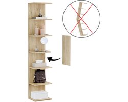 SnelShoppen - ComfortCove Boekenkast Wandplank Eiken, 7 Planken, Ruimtebesparend, Modern, Multifunctioneel voor Woonkamer, Slaapkamer, Kantoor
