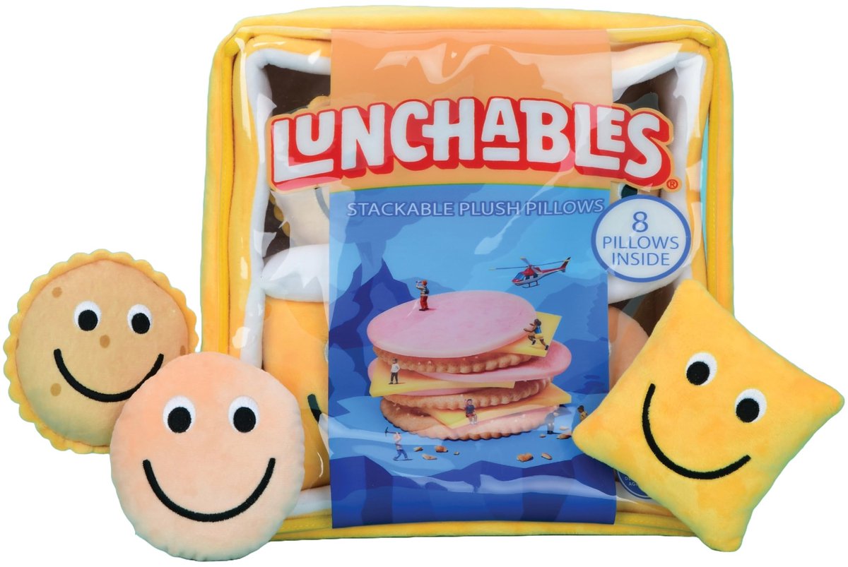 SnelShoppen - Groot 11" x 11" Kussen Set met Mini Kalkoen, Kaas & Crackers, Fleece Ritssluiting, Geweldig voor Kinderen, Feesten, Camping, Decoratie