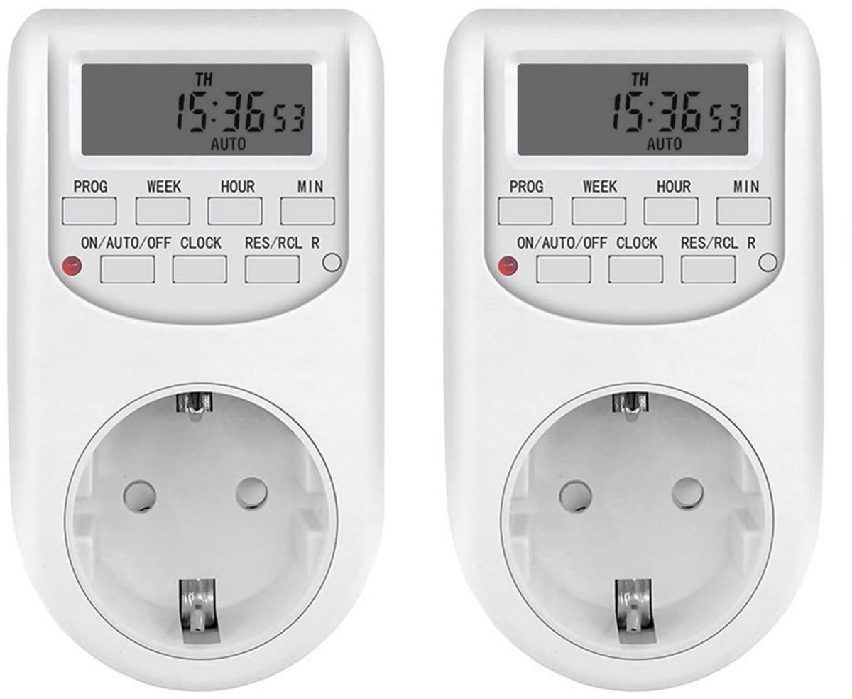 SnelShoppen - Tijdschakelaar Stopcontact Digitale Timer met LCD-Display - 16 Programmeerbare Aan/Uit-Schakelaar - 230V 10A 2300W voor Thuis, Tuin, Cam