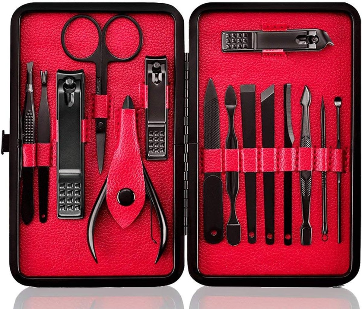 SnelShoppen - Professionele Manicureset Nagelset - 15-delige Roestvrijstalen Nagelknipper Set met Reis Koffer - Ideaal voor Pedicure en Nagelverzorgin