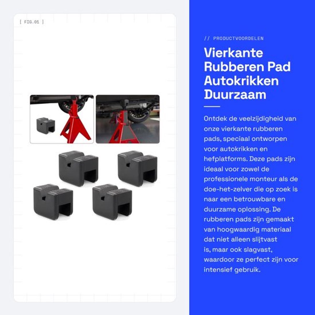 Rubberen Pad Duurzaam - Gebogen Rubber Mat - Universele Toepassing - 2/4 Stuks - Ondersteunt Tot 3 Ton - Zacht Rubber met Slijtvastheid - Krikpad