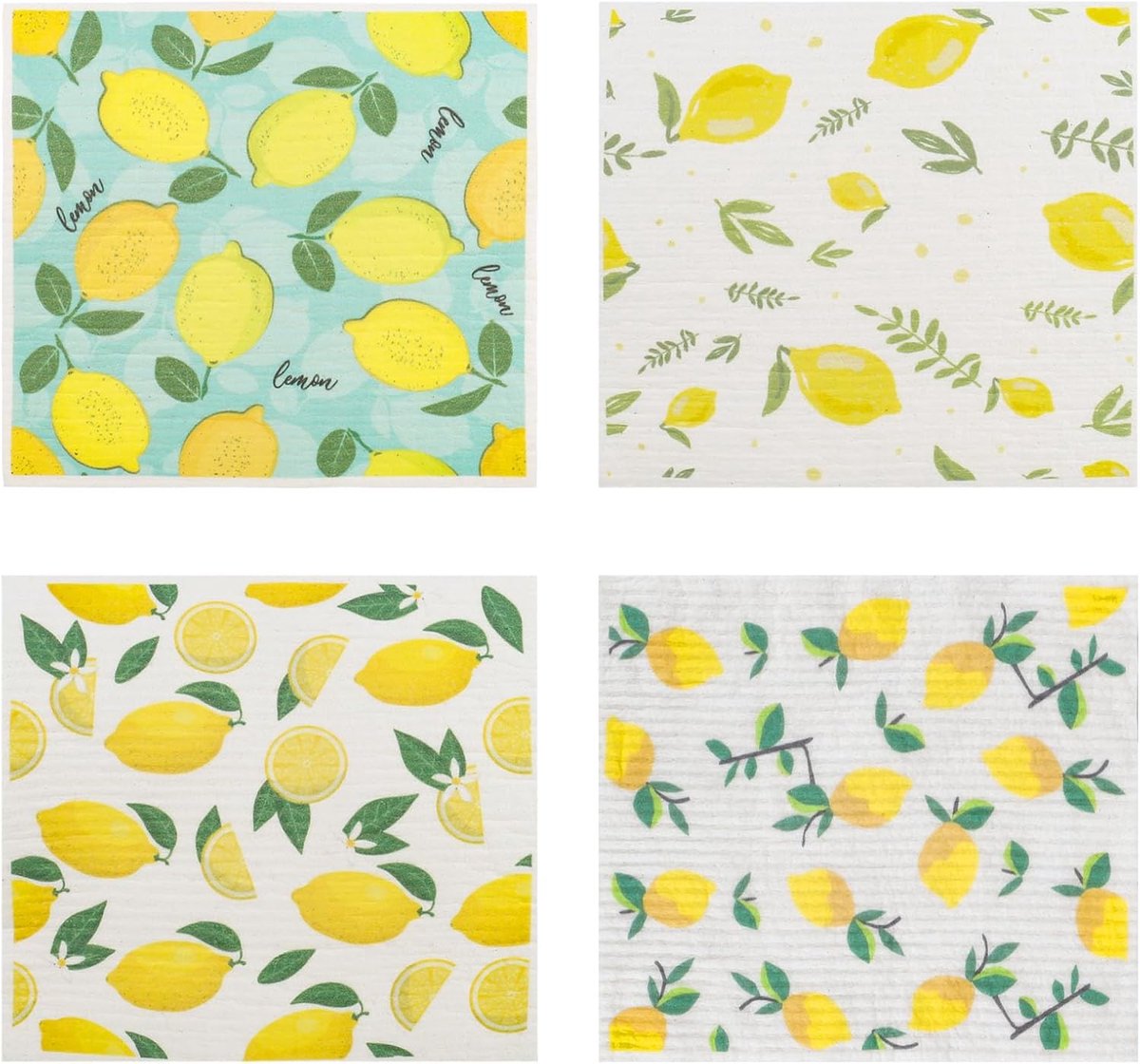 SnelShoppen - Set van 4 Herbruikbare Sponsdoeken voor Keuken, Zweedse Theedoeken, 17x19 cm, Absorberend, Sneldrogend, Biologisch Afbreekbaar en Milieu