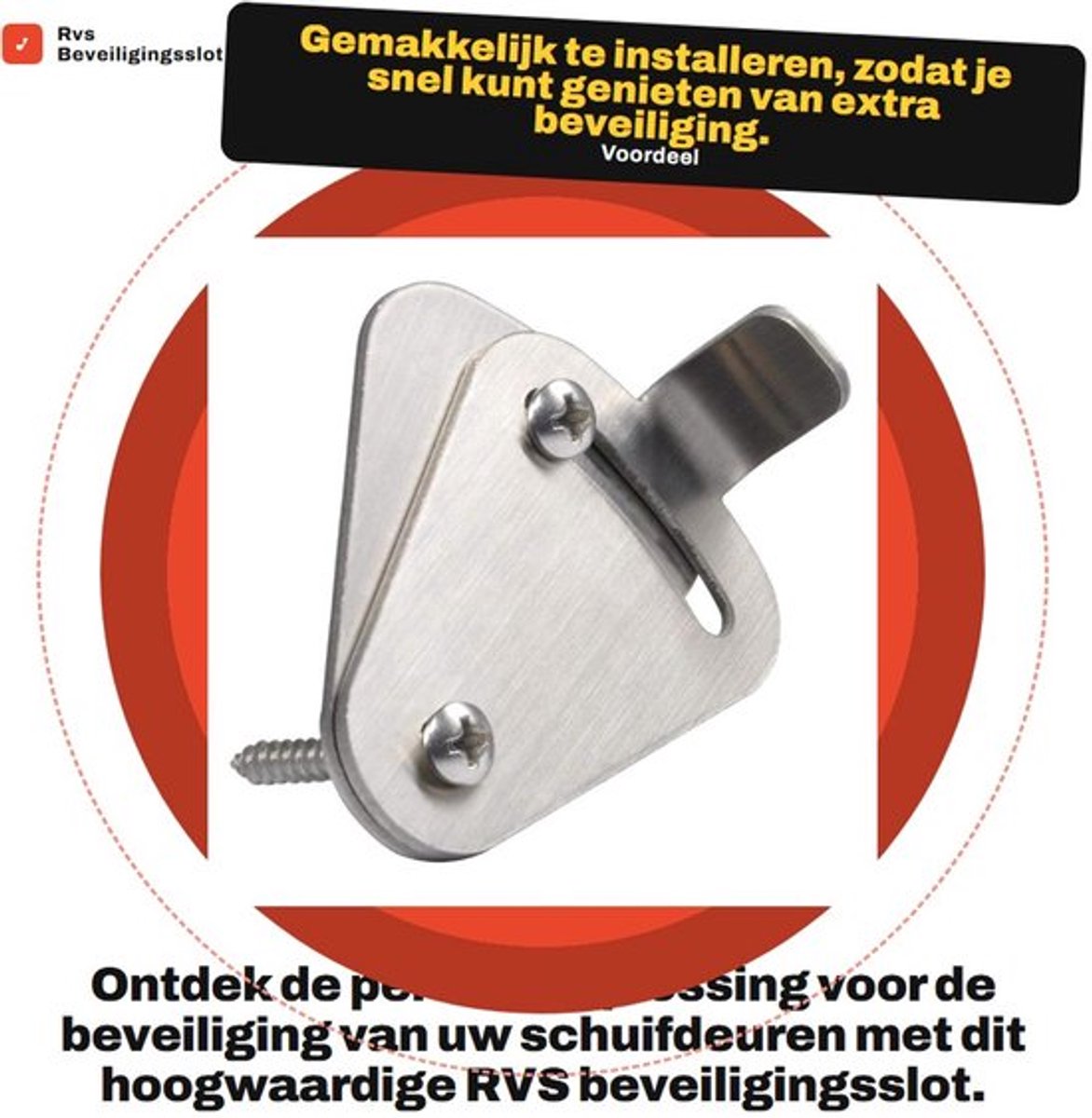 Sluitsysteem met Robuuste Stalen Beugel - Deurslot Binnendeur - Deurslot Buitendeur - Vergrendeling - Verstelbaar - Eenvoudig te Monteren