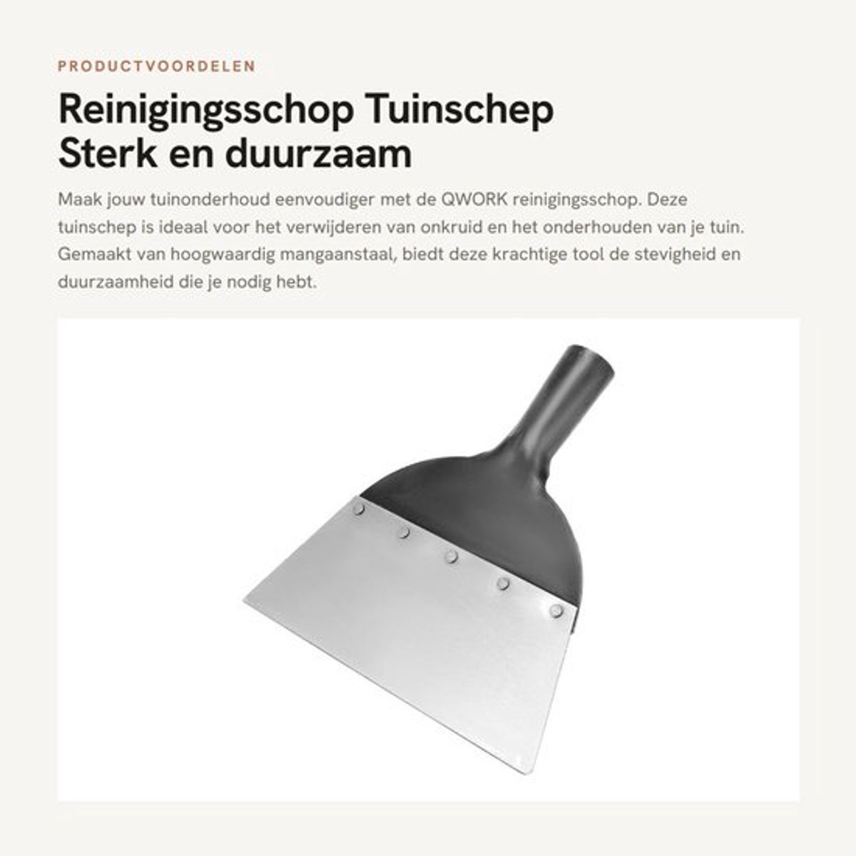 Reinigingsschop Hoogwaardig Mangaanstaal - Tuinschep - Tuingereedschap - Vervangingskop - Versterkte Handgreep - 23 cm