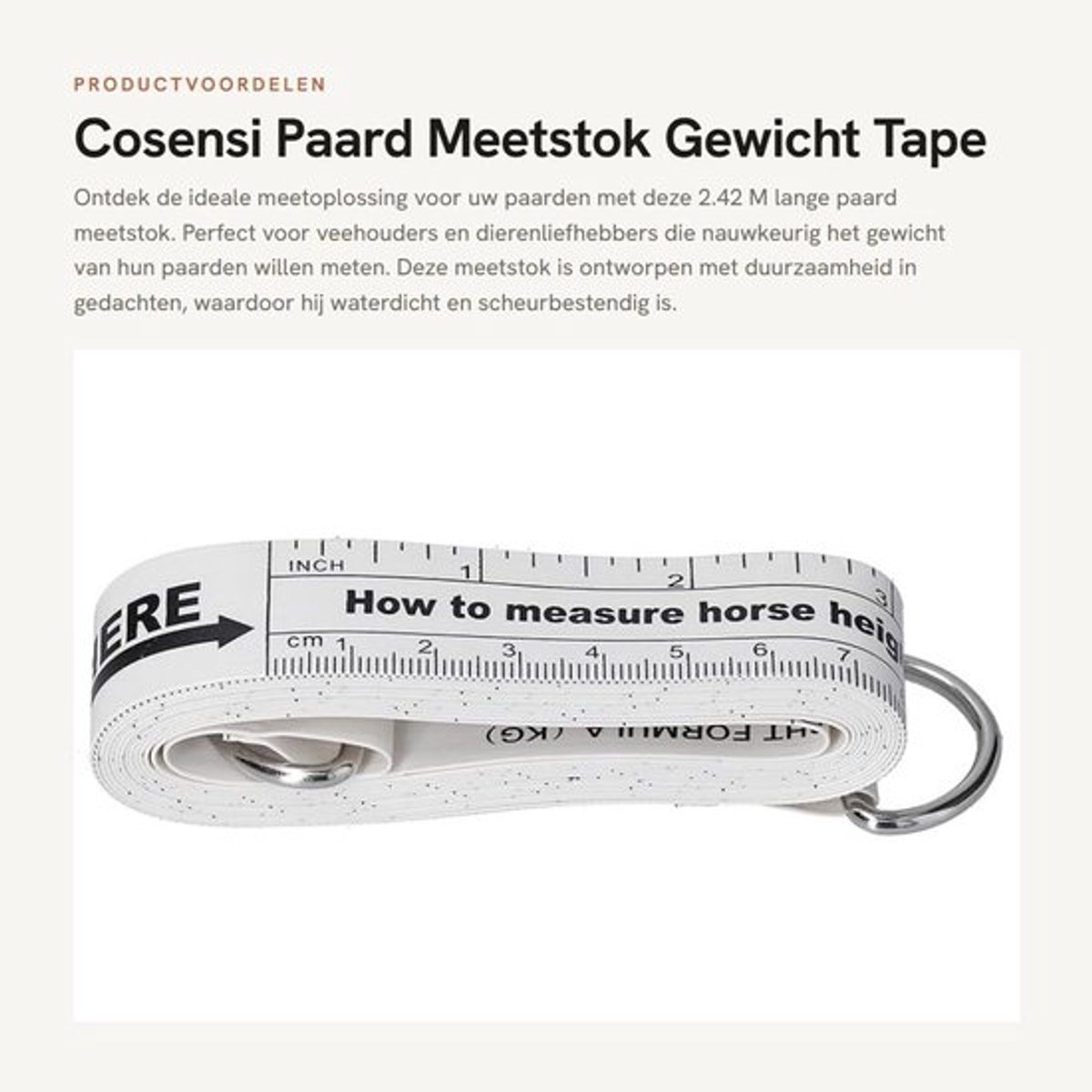Meetstok 2.42 M Waterdicht - Gewichtslint - Dubbelzijdig - Scheurbestendig - PVC - Voor Boerderij - Gewichtlint
