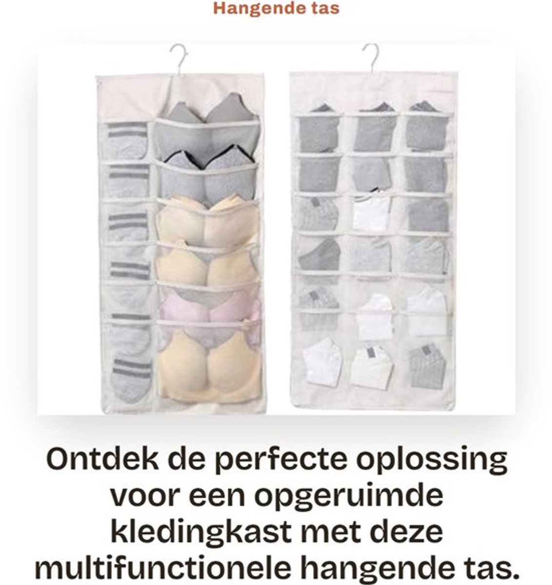 Opbergtas Dubbelzijdig - Kledingkast Organizer - Waterdicht - Ondergoed Organizer - 12/18 Vakken - Hoogwaardig Oxford-Stof - 80 x 40 cm - Kledingorganizer