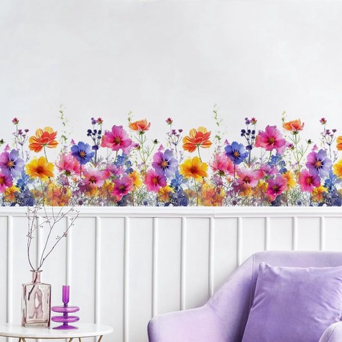 Muurstickers Aquarel Bloemen - Wanddecoratie Slaapkamer - Wanddecoratie Kinderkamer - Muurstickers Tuin - Verwijderbaar - Zelfklevend 40