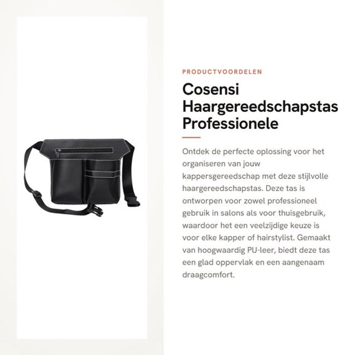 Haargereedschapstas PU-leer - Kappersgereedschap - Professionele Kapperstas - Opbergriemtas - Verstelbare Tailleband - Zwart