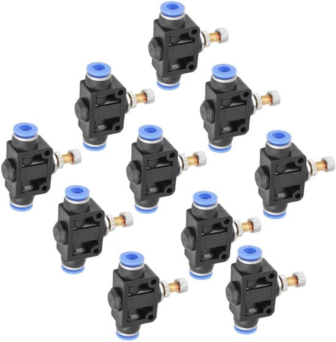 Luchtstroomregelklep 6mm - 10 Stuks - Pneumatische Verbinder - Snelle Aansluiting - Drukbestendig - Lange Levensduur - Luchtregelklep