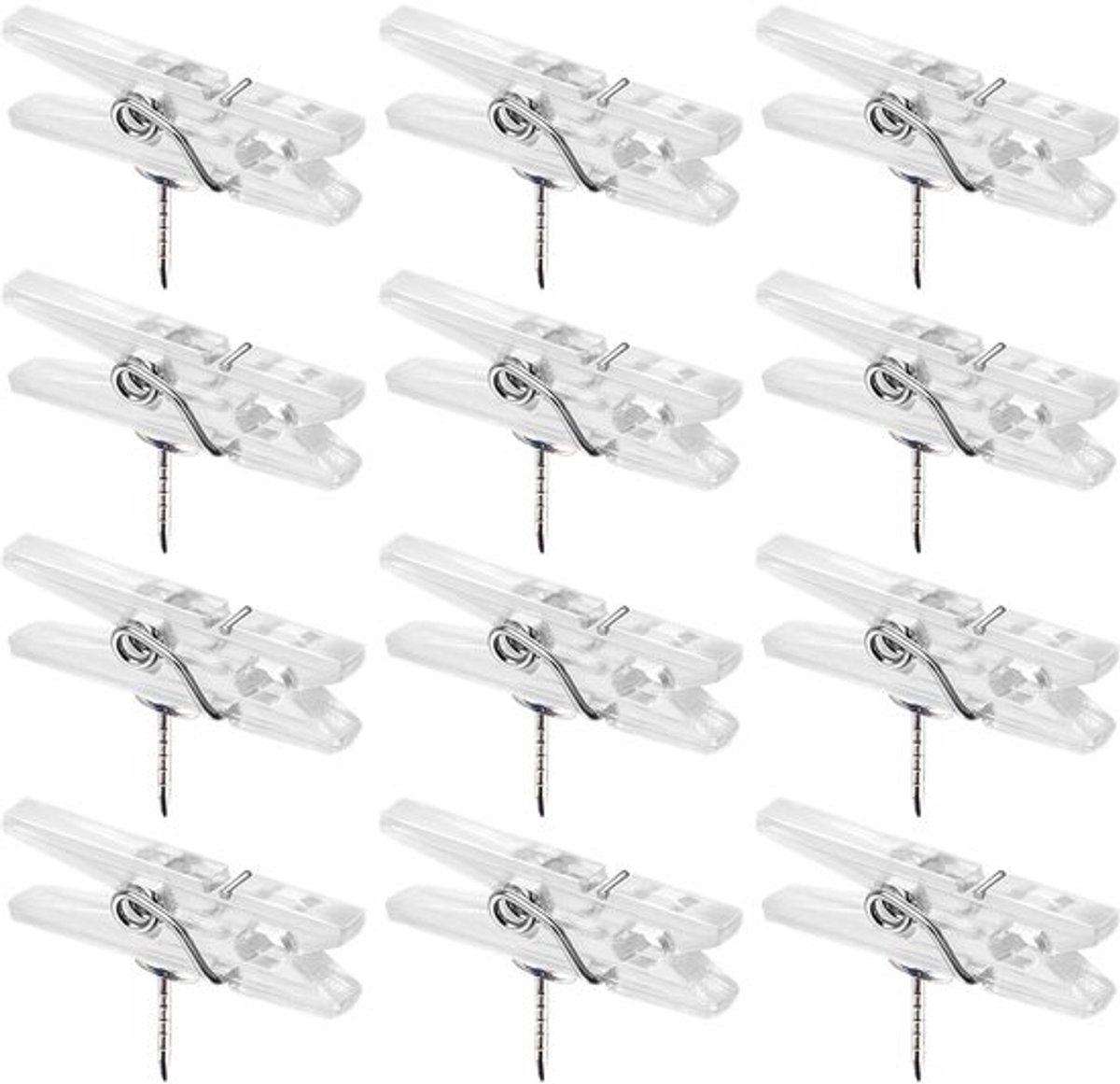 Plastic Clips 60 Stuks - Doorzichtige Fotoclips - Metalen Drukspelden - Decoratieve Mini-Fotoclips - Voor Ophangen van Notities - Afmetingen 7x35 mm