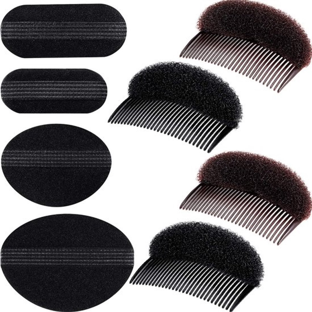 Haarbasis Set van 8 - Bump It Up Volume - Haarstyling Accessoires - Bun Maker - Styling Braid Tool - Geschikt voor Bruiloft/Feest - Haaraccessoires