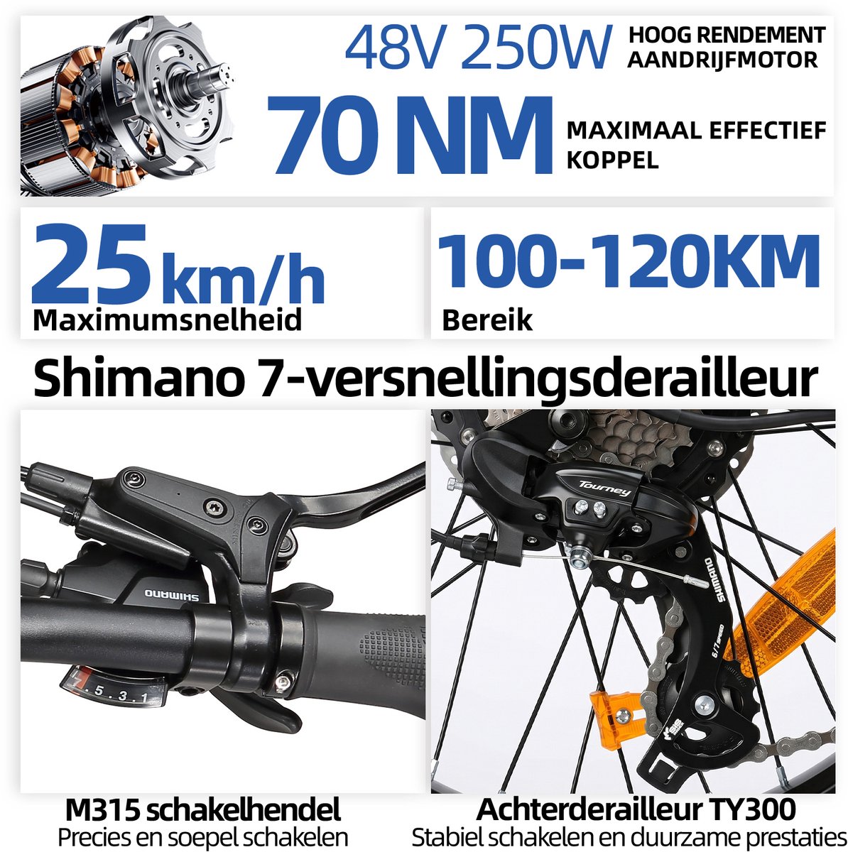TTGO F7 Elektrische Fiets - 250W Motor - 48V15Ah Accu - 20 Inch Banden Vouwfiets - Max Snelheid 25km/u - Max Bereik 100-120 km - Shimano 7 Versnellingen - Mosterdgeel thumbnail 4