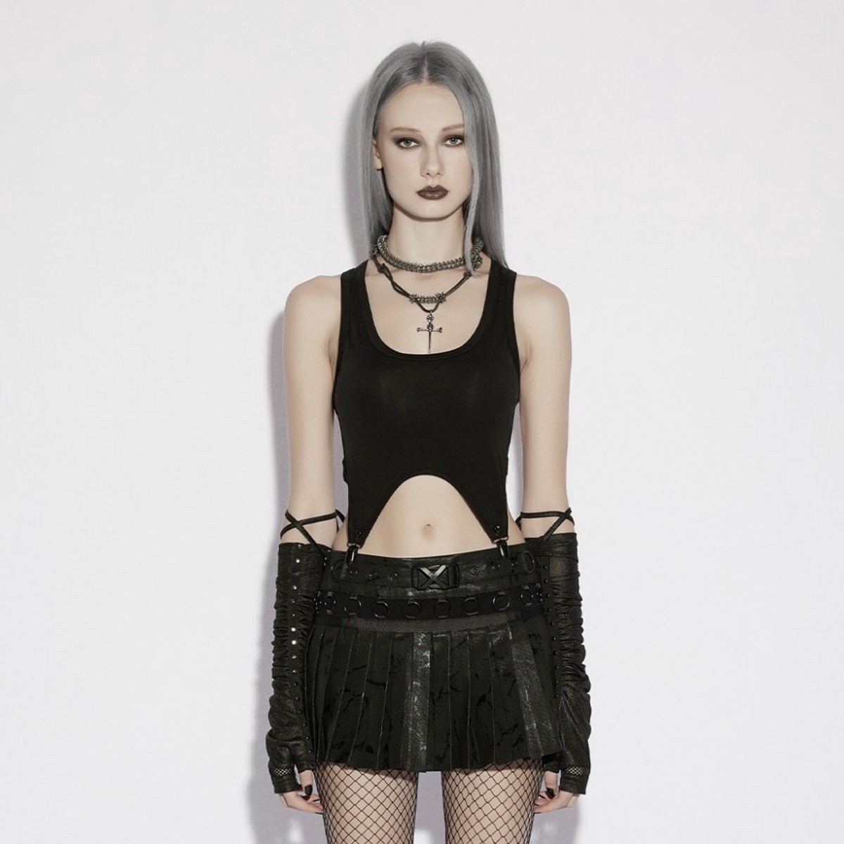 Punk Rave - Astarte pleated Korte rok - S - Zwart