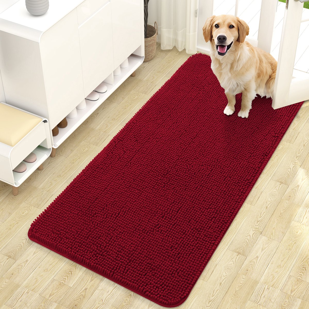 Homaxy - Binnen deurmat - Waterabsorberend en antislip -rood - 61X120 cm