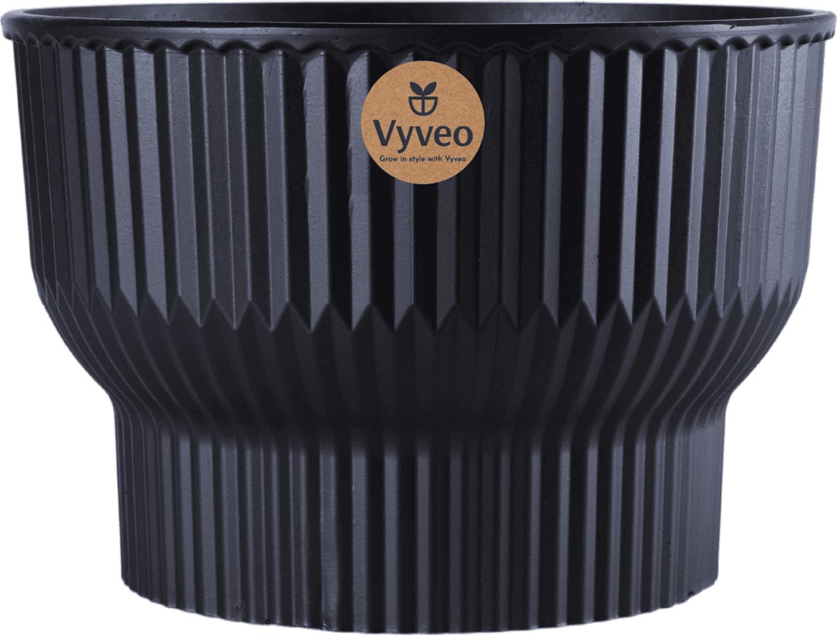 Vyveo - Bloempot Norma - 35x24 - Zwart - Bloempot voor binnen en buiten - Lichtgewicht - Breukbestendig - Vorstbestendig - UV-bestendig