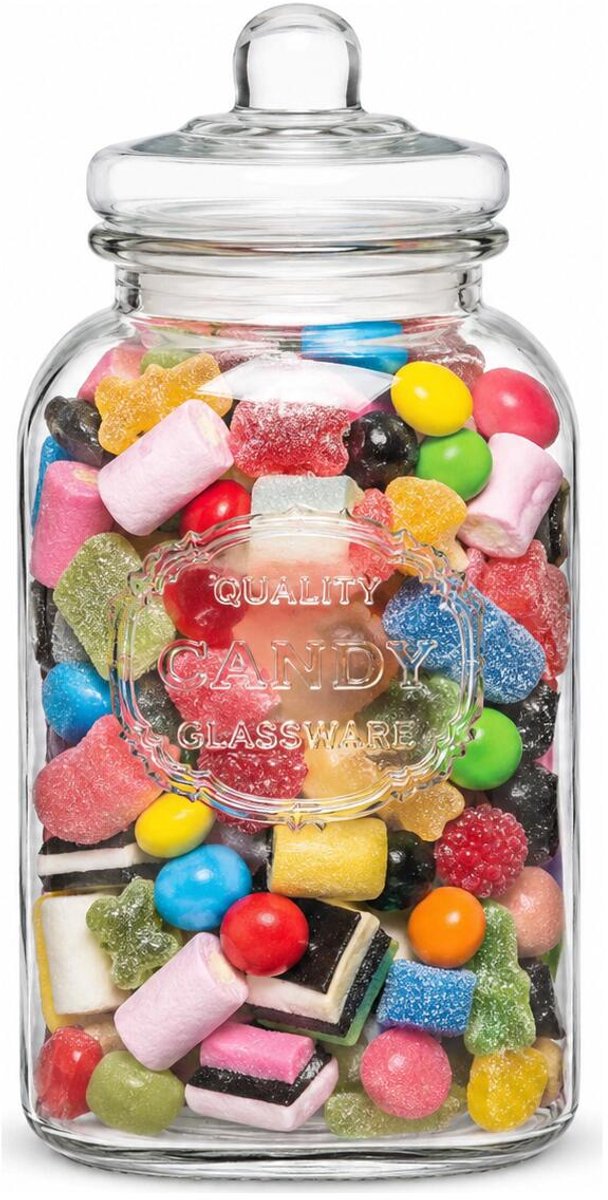 Alessandro luxe voorraadpot - snoeppot - glas - met deksel - 4.8 liter - koektrommel - snoepjes - 16 x 33 cm