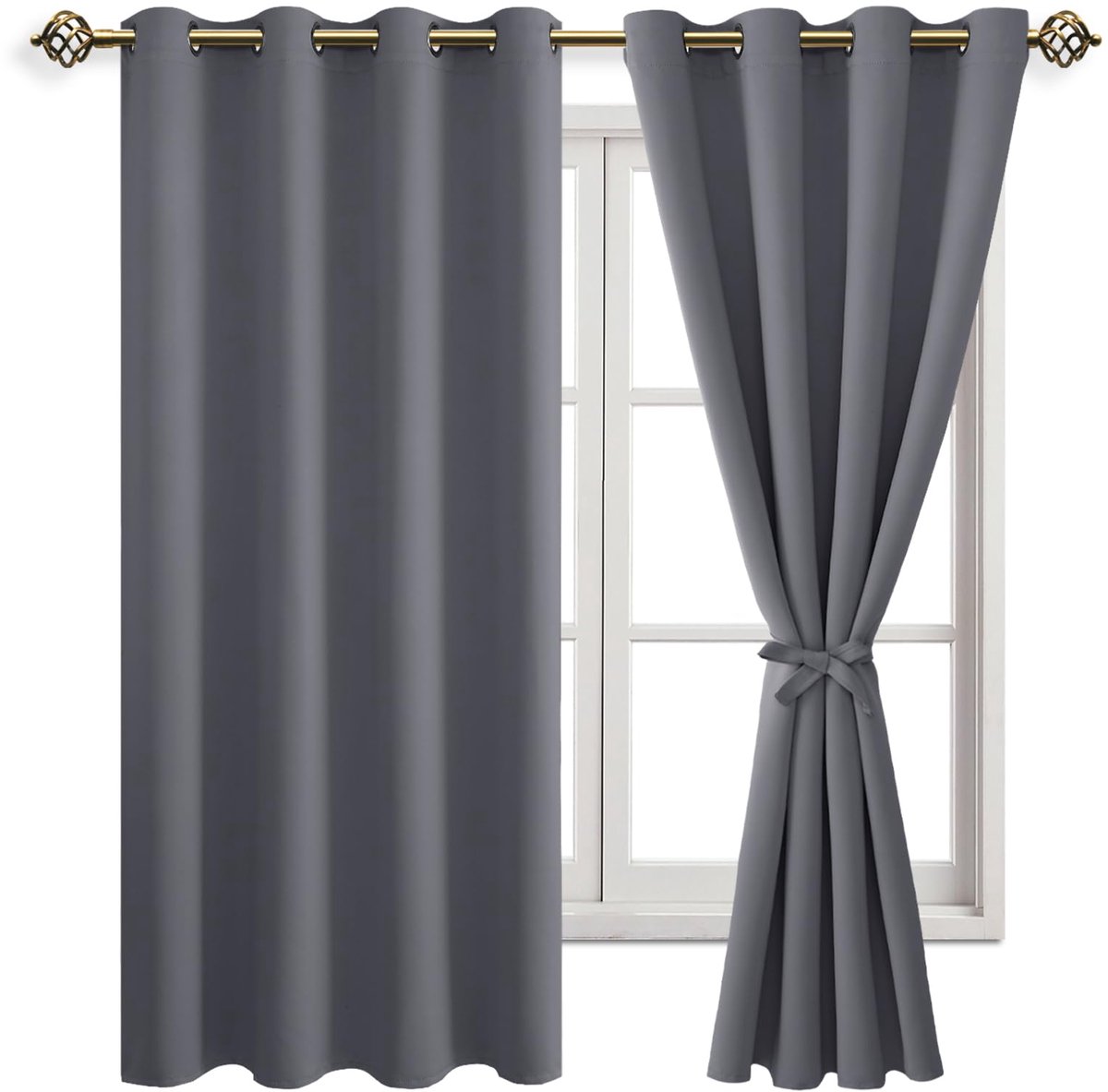 SnelShoppen - Verduisterende Gordijnen met Inslagringen 160x132cm - Grijs - 2 Stuks voor Slaapkamer en Woonkamer - Ideaal voor Privacy en Lichtblokker