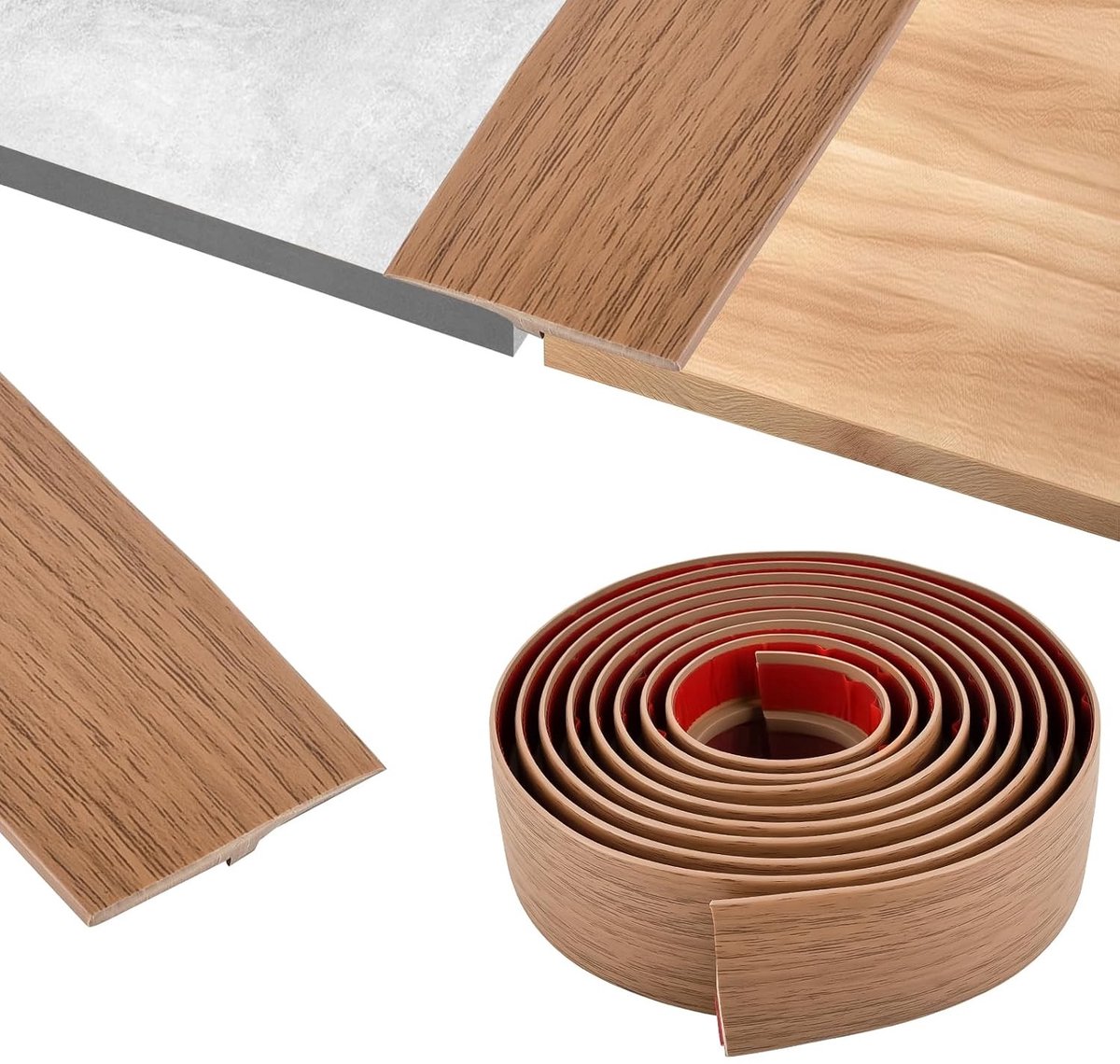 T-profiel overgangsprofiel voor vloeren, zelfklevend PVC, 5 cm × 1 m, geel eiken | Waterdi