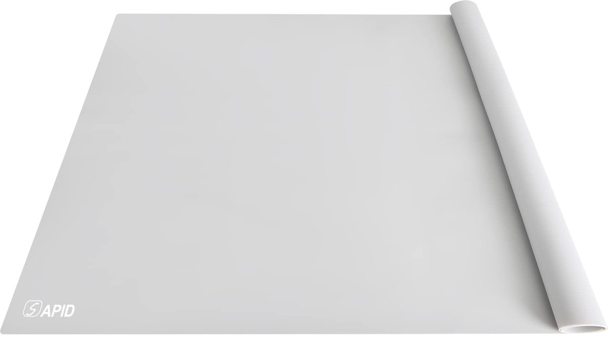 SnelShoppen - Extra grote siliconen mat 91 x 60 cm - Hittebestendige placemats voor keuken en eettafel - Dikke wasbare siliconen matten in grijs - Aan