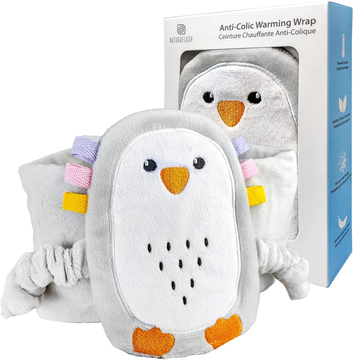 SnelShoppen - Anti-koliek babykruik warmwaterkruik - Verlicht buikpijn en koliek - Pluche riem, verstelbaar, brandverzorgend, zachte klittenbandsluiti