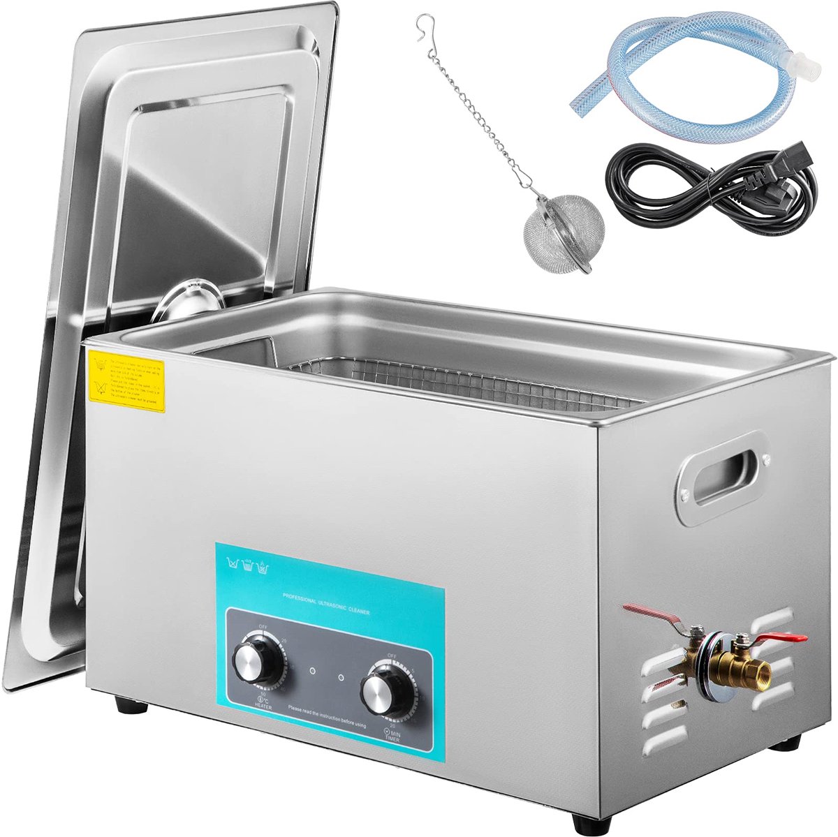 SnelShoppen - 30L Ultrasone Reiniger met Verwarming en Timer, Roestvrij Staal, 40 kHz, Perfect voor Glazen en Sieraden, Professionele Kwaliteit