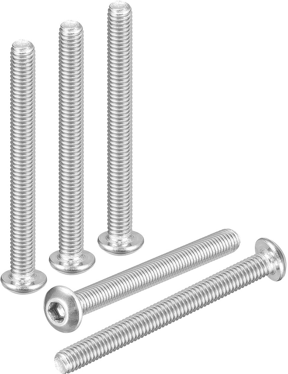 Hex Head Schroeven 0.5x30mm - 100 Stuks van 304 RVS voor Fietsen, Auto's en Motoren met Witte Coating en Hexaansluiting