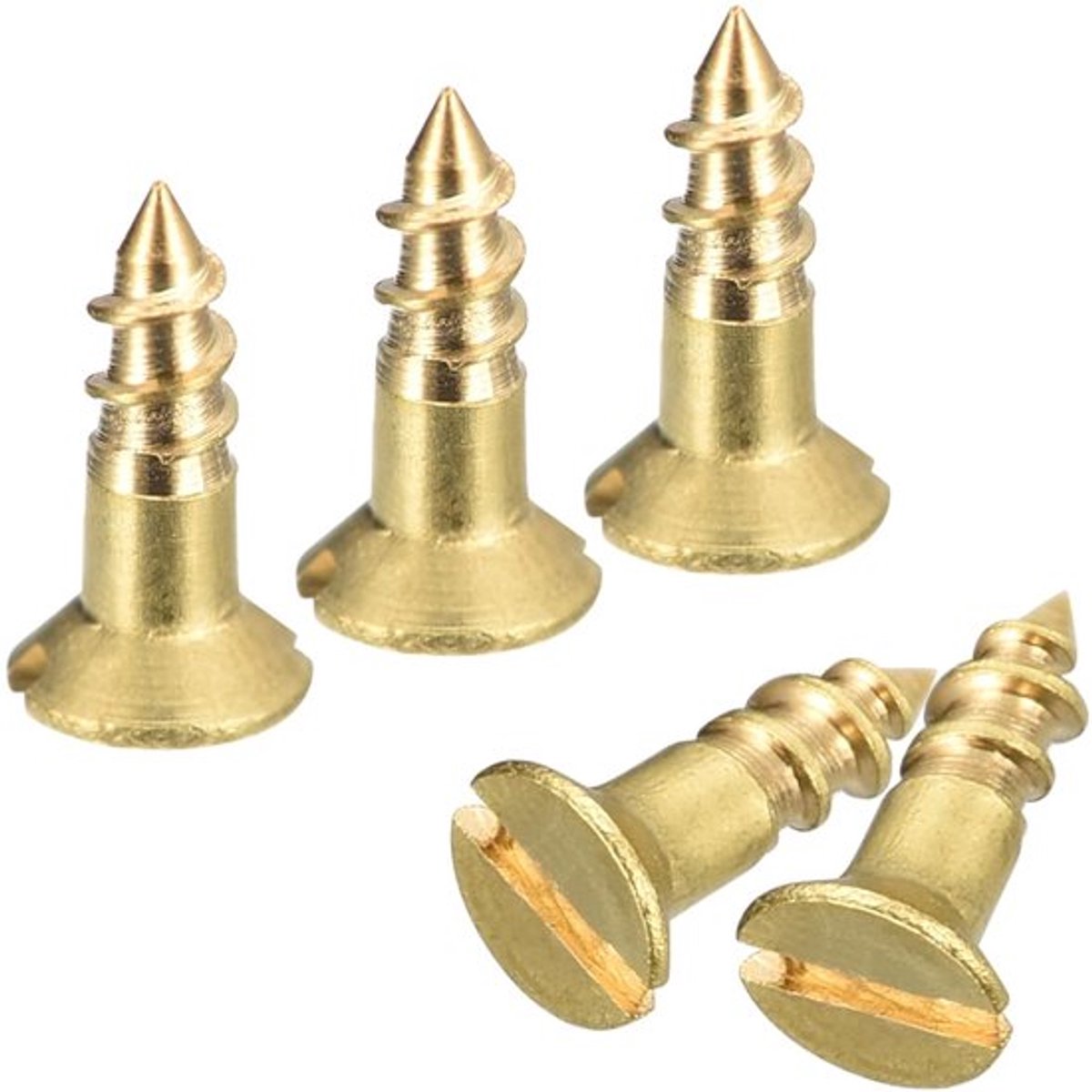 QUARKZMAN Messing houtschroeven, 45 stuks, M2,5 x 8 mm sleufaandrijving, verzonken kop, zelftappende schroef voor houtbewerking en meubels