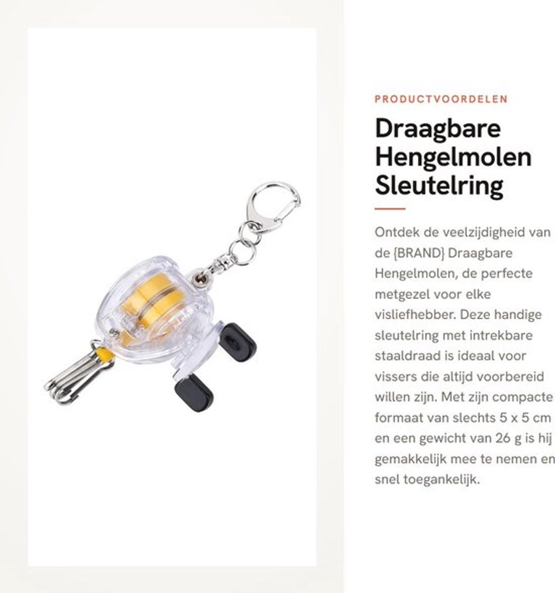 Hengelmolen Draagbaar - Sleutelhanger - Intrekbare Staaldraad - Clip-Lock Gesp - Telescopische Beugel - Gewicht 26 g