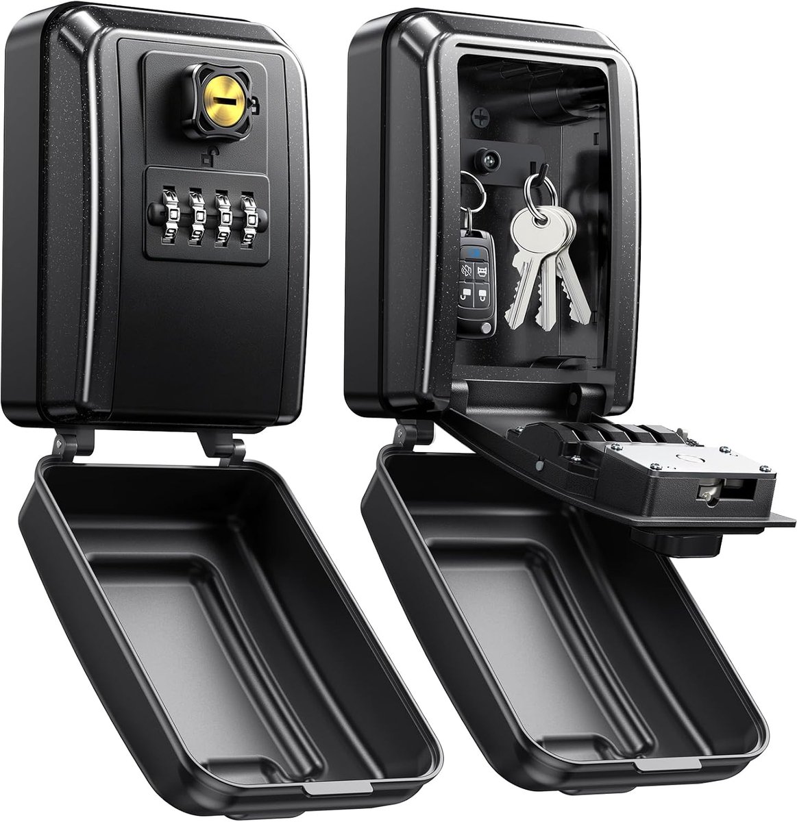Mohard Key Safe Wall Mounted with Resettable Spare Key, 4 Digit Combination Key Lock Box Outdoor, Heavy Duty - ShopVlot