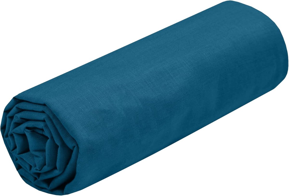 SnelShoppen - Fitted Sheet 140x200 cm - 30 cm Hoofdeinde - 100% Oeko-Tex Katoen - Petrol Kleur - Eden Model - Comfortabele Bedlinnen voor Thuis