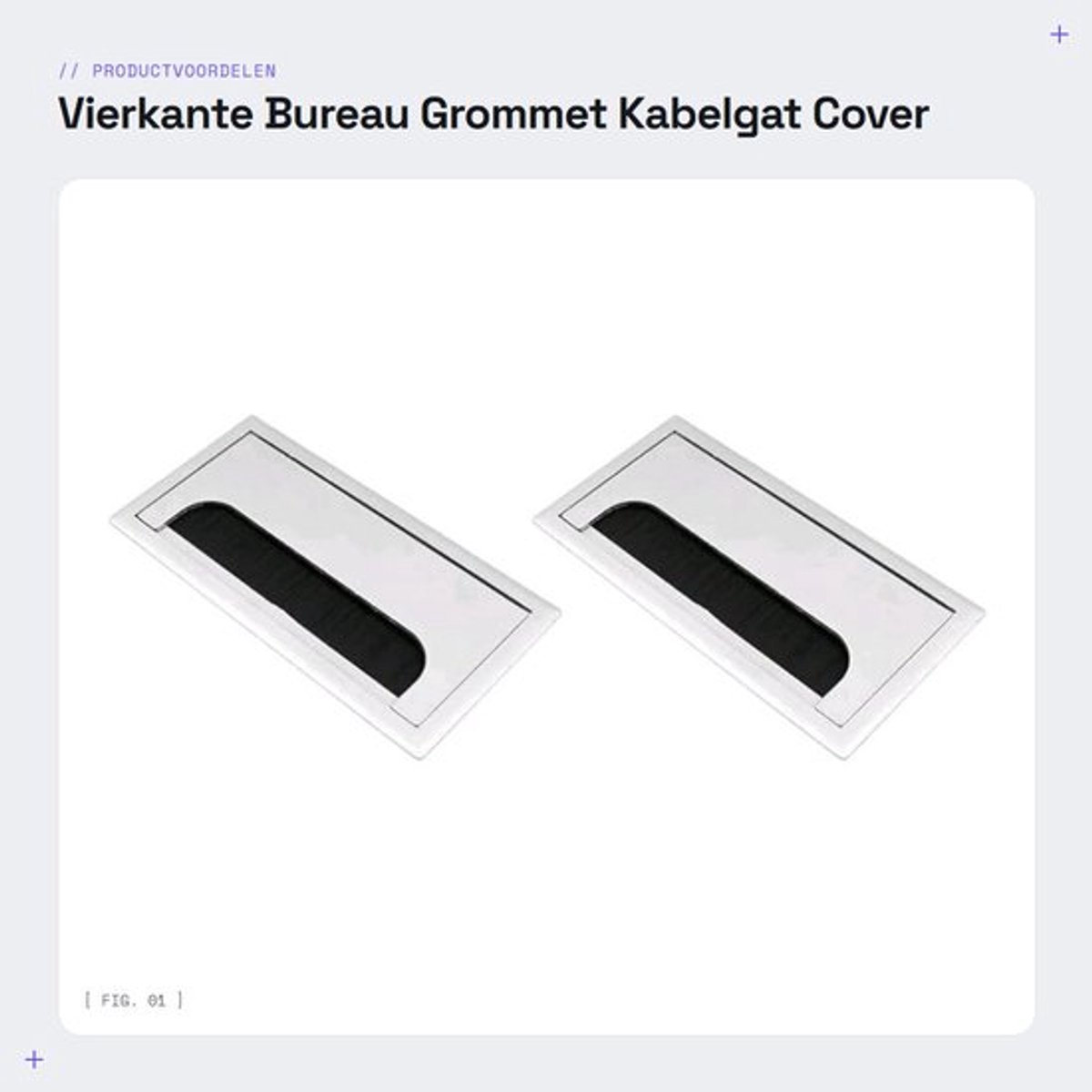 Kabelgat Aluminium - Kabeldoorvoer - Bureau Grommet - Draad Gat Cover - Stofdicht - 160 x 80mm - Bureaugrommet