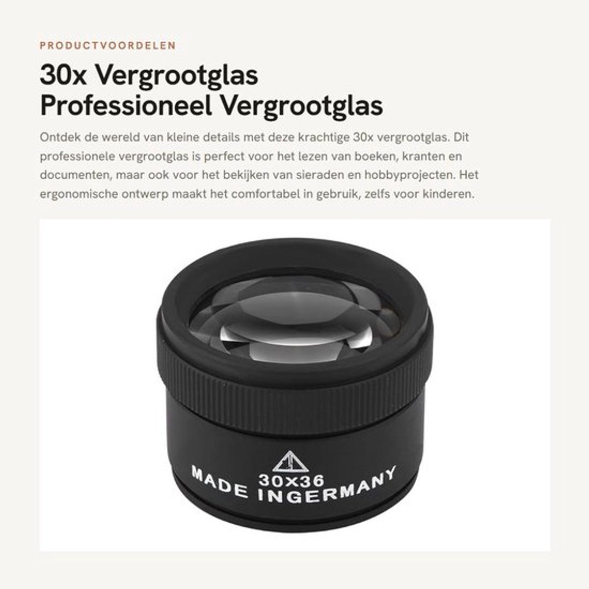 Vergrootglas 30x vergroting - Zinklegering - Professioneel - Loep - Klein formaat - Ideaal voor sieraden en munten