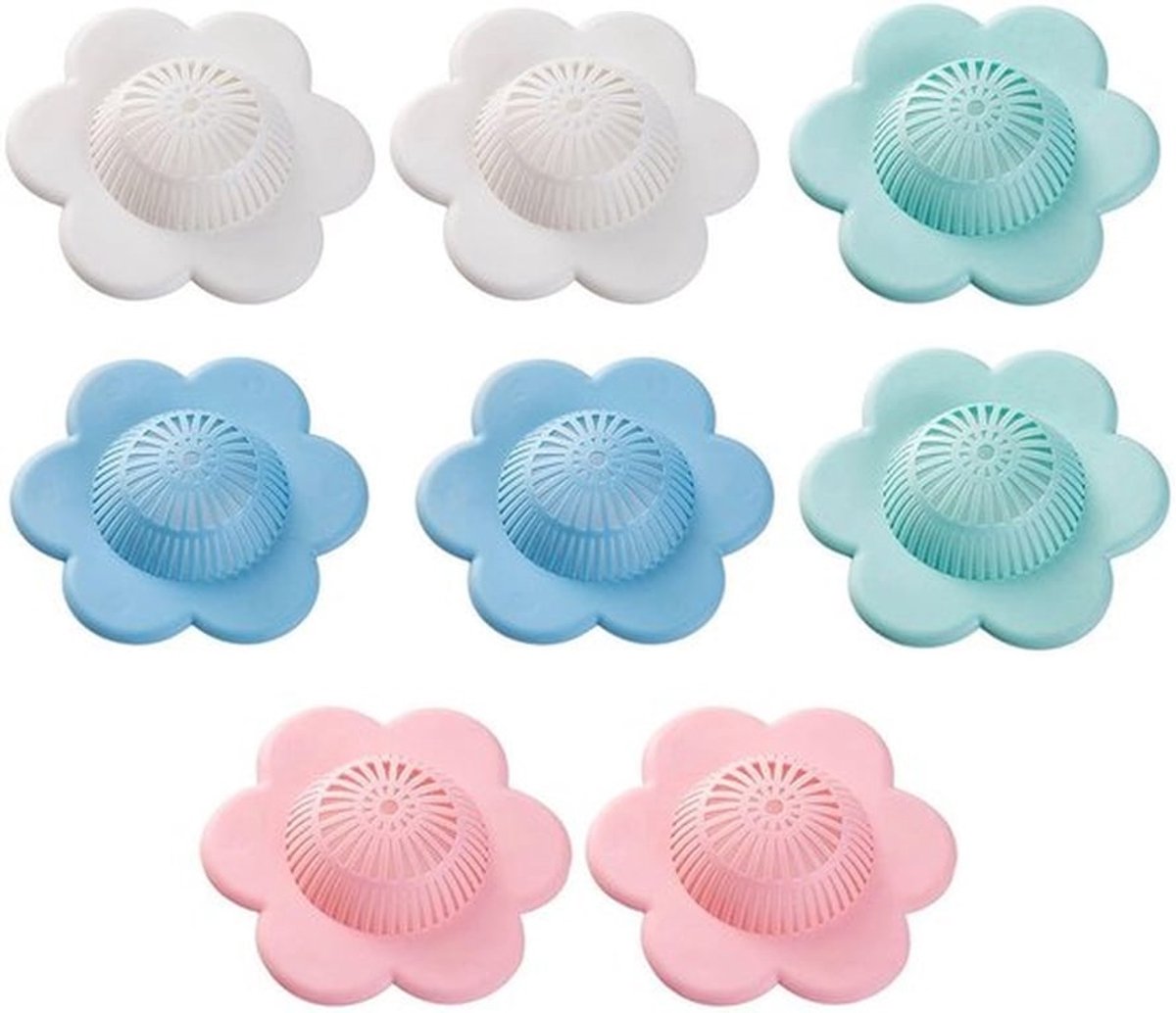 Vloerafvoerdeksel 8 stuks - Keukenspoelbakfilter - Antiblokkerende Bodemdrainagedeksel - Geschikt voor Badkamers/Balkons - Duurzaam PVC - 13 cm - Afvoerfilter