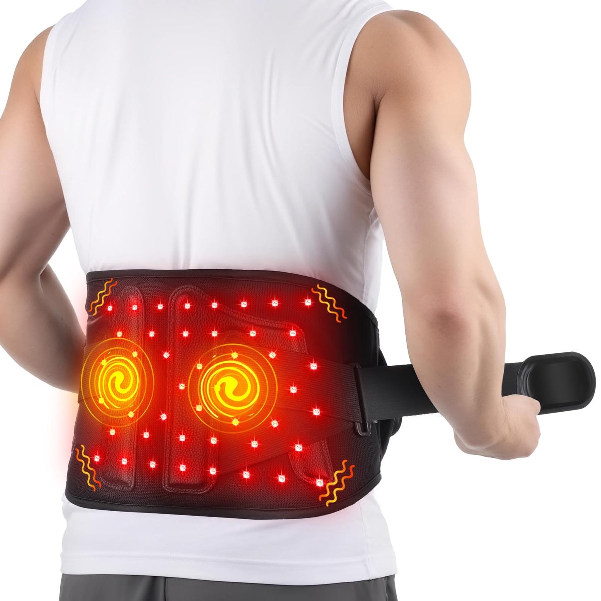 SnelShoppen - Draadloze Verwarmde Rugmassager met 660nm en 850nm Rood Licht - Oplaadbaar Verwarmingskussen voor Taille, Buik en Benen - Trillingen voo