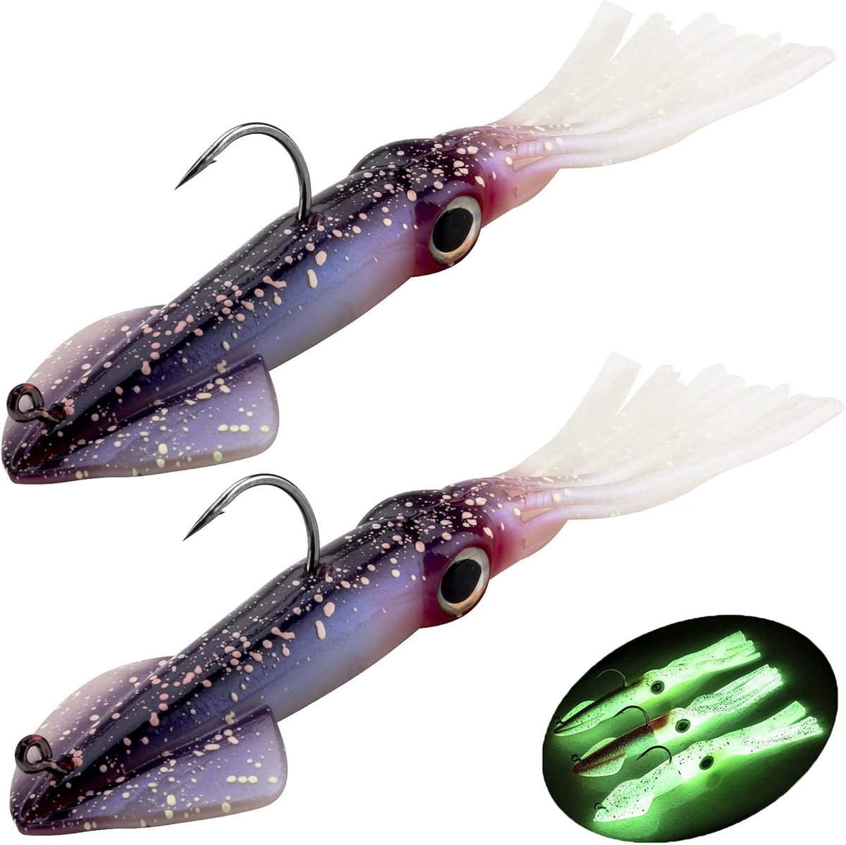 SnelShoppen - Octopus Vissengerei Set - Rubber Bait - Jigs Head met Haak - Squid Vissen Aas 35g - 2 Stuks - Lifelike Squid Design voor Snoek en Snoekb