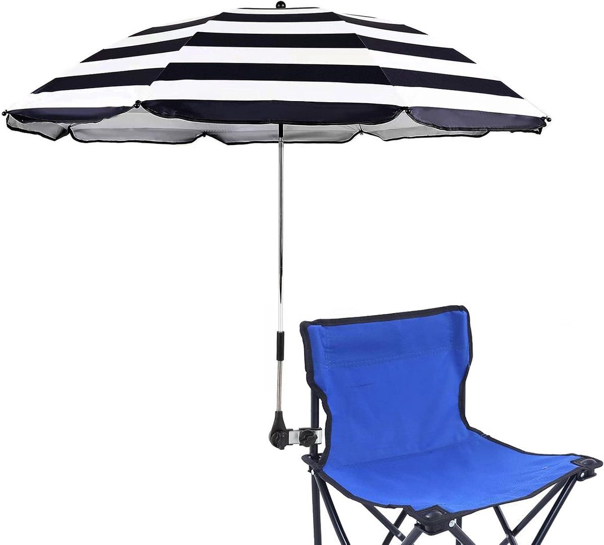 SnelShoppen - STARRY CITY Parasol voor Stoel met Verstelbare Klem, 105 cm, UPF 50+, Parapluclipbevestiging voor Strandstoelen, Terrasstoelen, Kinderwa