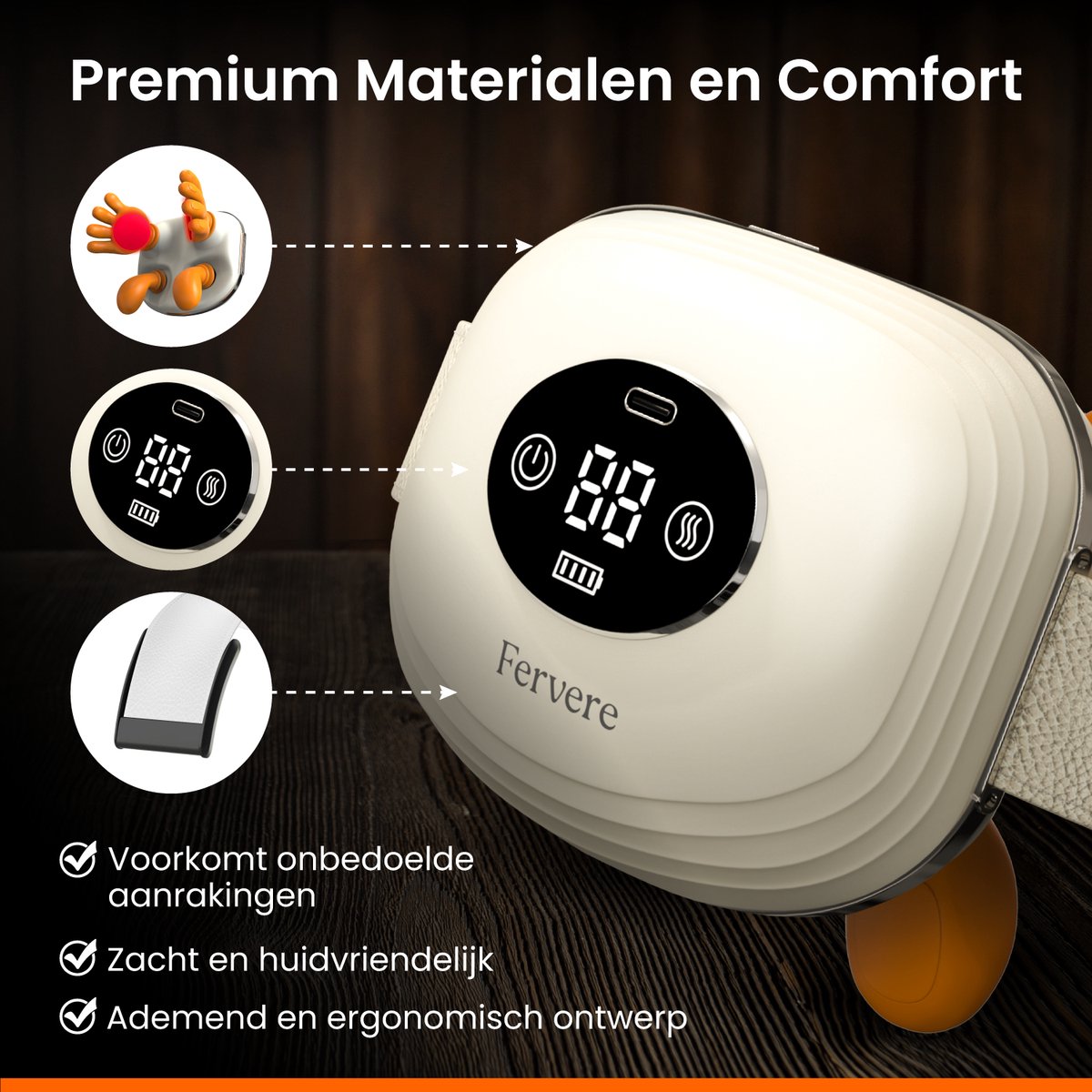 Fervere Premium 4D Nekmassage Apparaat - Bionische Massagehanden met Warmte - Draadloze Shiatsu Massager - LED Display - Voor Nek, Schouders, Rug, Armen & Benen - Beige thumbnail 3
