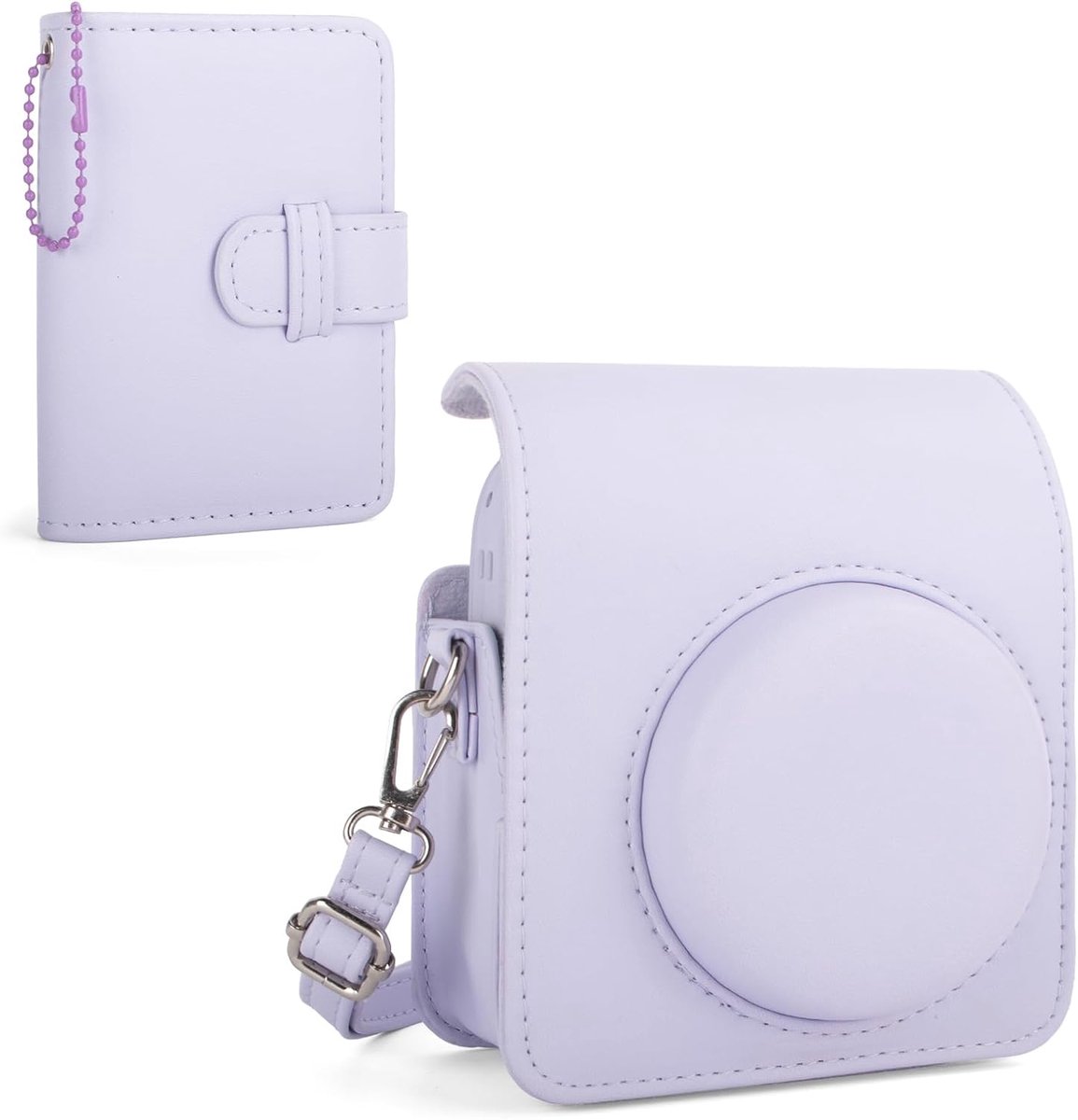 SnelShoppen - HIYQIN Cameratas en Fotoalbum voor Instax Mini 13 - Elegante PU-lederen Beschermhoes - Paars - Inclusief Schouderriem - Perfect voor Fee