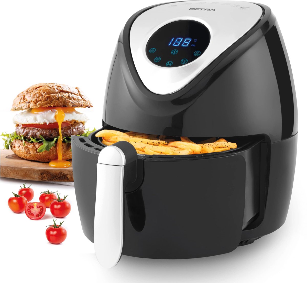 SnelShoppen - Airfryer 4,5 Liter met Antiaanbaklaag, Timer 30 Min, 7 Kookfuncties, Aanraakbediening, Weinig Tot Geen Olie, Snel Koken, 1300 W